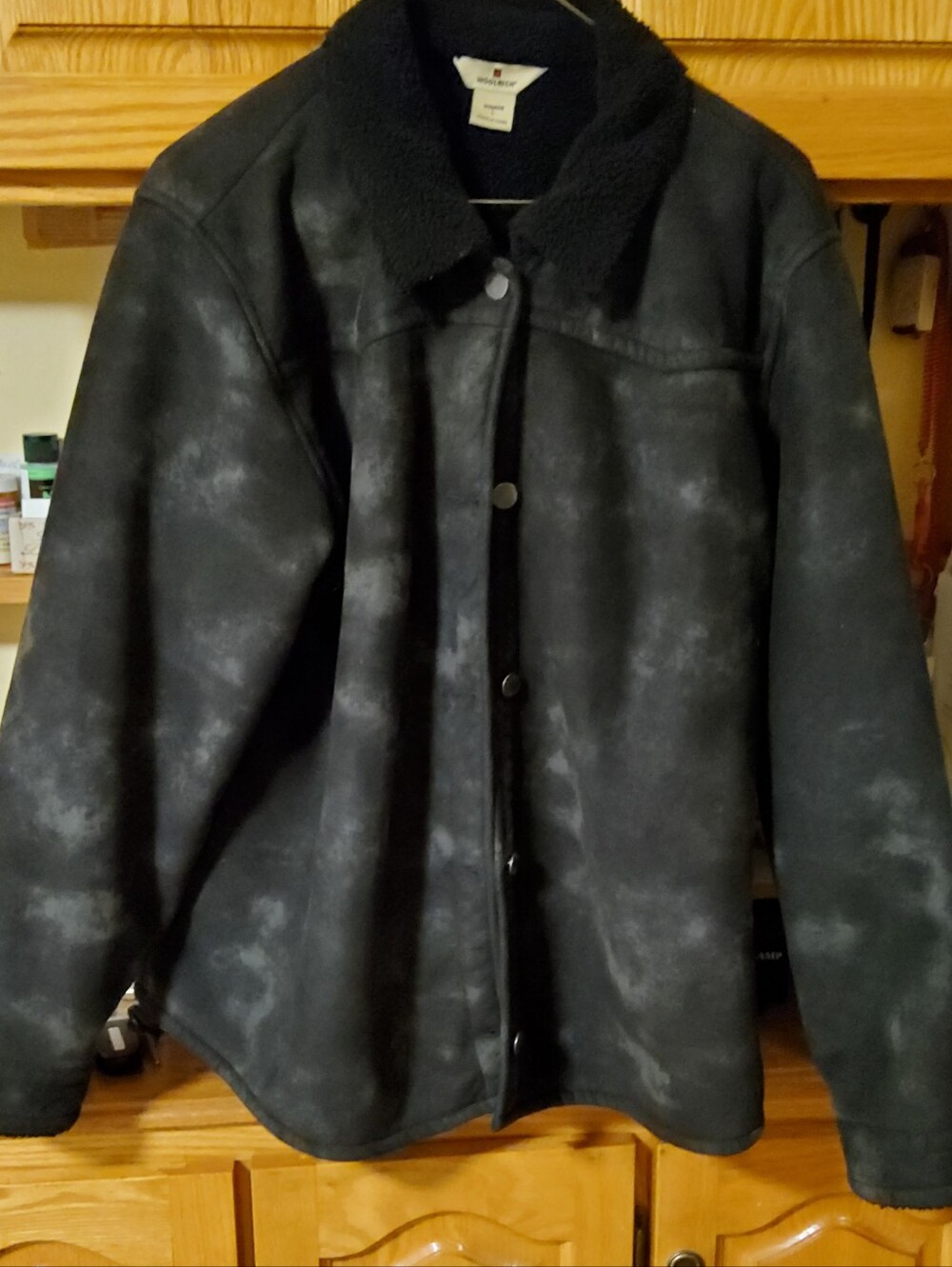 Woolrich Black Faux-Suede Sherpa Collar Jacket